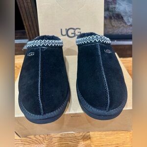 UGG Black Slippers with Knit Trim